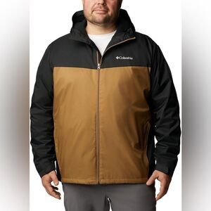 Columbia Men’s Tall Glennaker Sherpa Lined Waterproof Rain Jacket in Black/Delta